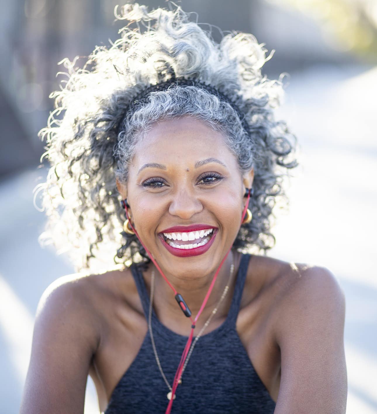 Portrait of a black woman with white hair