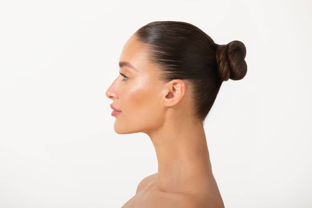 Woman's side profile after rhinoplasty with chin implant in Salt Lake City, UT